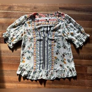 Lucky Brand Floral Print Women's v Neck Loose Top